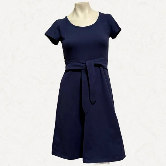 Hope & Henry Organic Cotton Tie Waist Dress Navy Blue Women’s Size 2 XS NWT - Picture 5 of 9